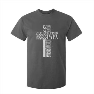 Blessed Papa Christian Cross T Shirt For Kid Faithful Dad Religious American Flag TS02 Dark Heather Print Your Wear