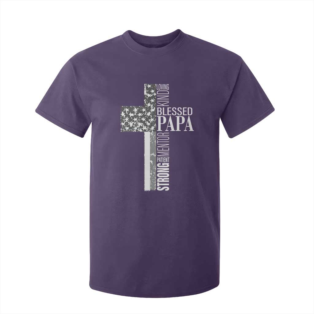 Blessed Papa Christian Cross T Shirt For Kid Faithful Dad Religious American Flag TS02 Purple Print Your Wear