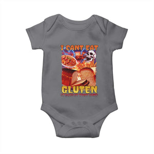 Funny Gluten Intolerance Baby Onesie I Can't Eat Gluten It Makes My Tummy Hurt Skeleton Meme TS02 Charcoal Print Your Wear