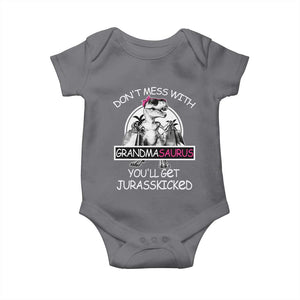 Funny Grandma Dinosaur Baby Onesie Dont Mess With Grandmasaurus Youll Get Jurasskicked TS02 Charcoal Print Your Wear