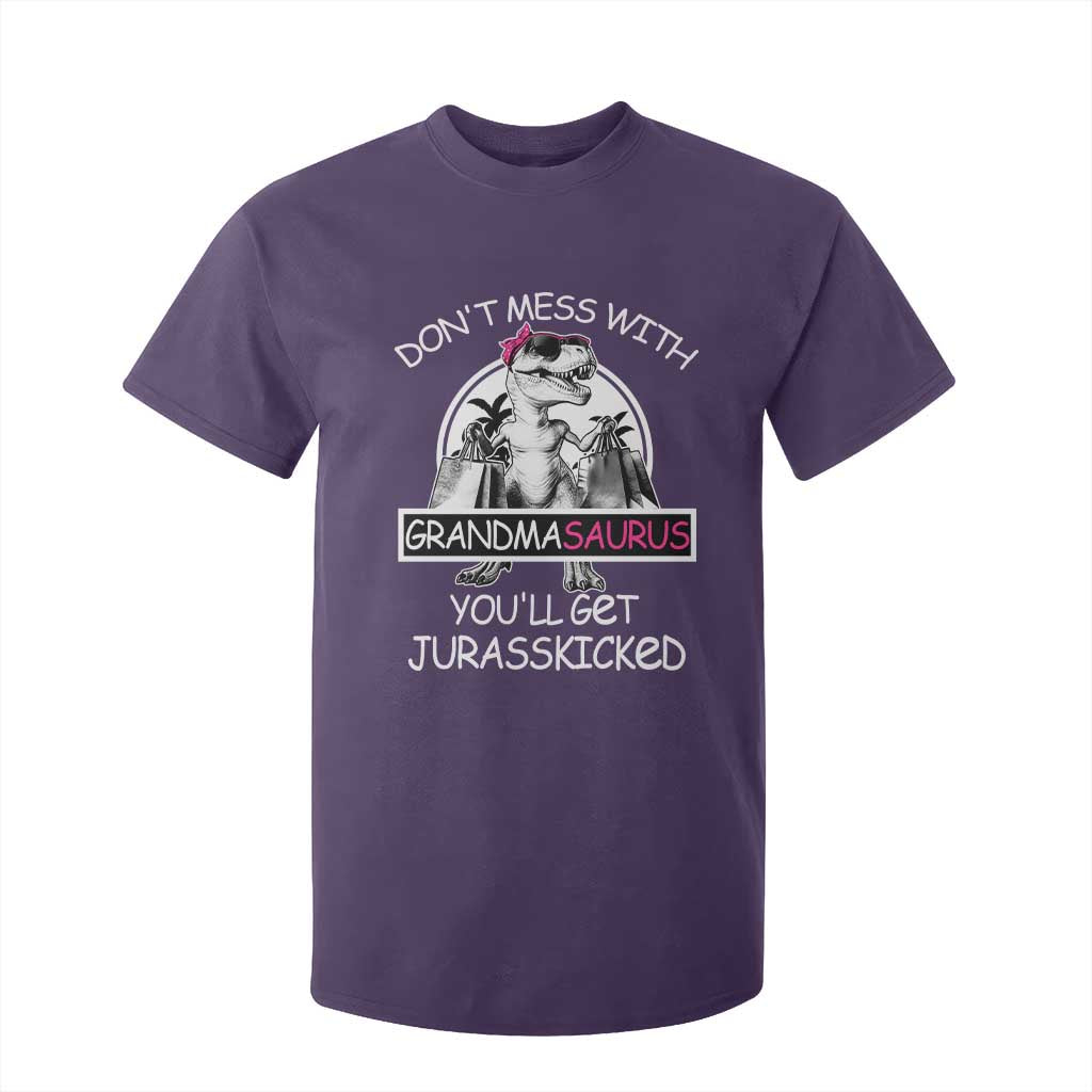 Funny Grandma Dinosaur T Shirt For Kid Dont Mess With Grandmasaurus Youll Get Jurasskicked TS02 Purple Print Your Wear