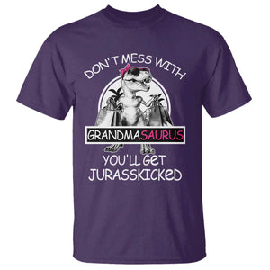 Funny Grandma Dinosaur T Shirt Dont Mess With Grandmasaurus Youll Get Jurasskicked TS02 Purple Print Your Wear