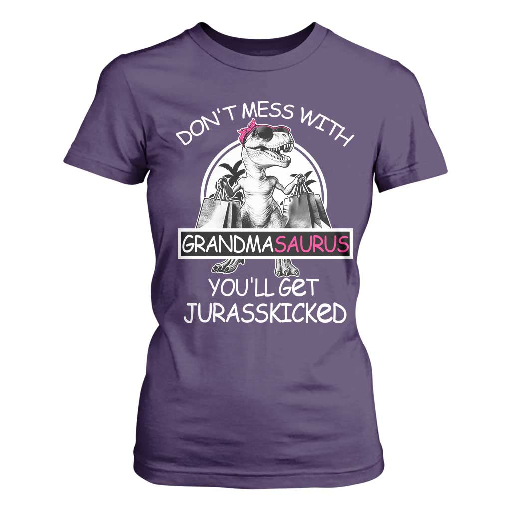 Funny Grandma Dinosaur T Shirt For Women Dont Mess With Grandmasaurus Youll Get Jurasskicked TS02 Purple Print Your Wear
