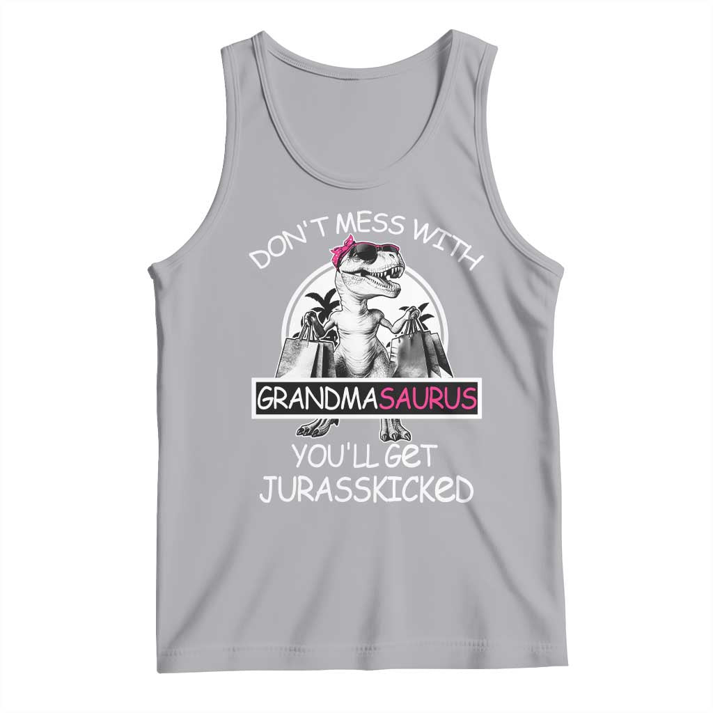 Funny Grandma Dinosaur Tank Top Dont Mess With Grandmasaurus Youll Get Jurasskicked TS02 Athletic Heather Print Your Wear