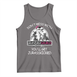 Funny Grandma Dinosaur Tank Top Dont Mess With Grandmasaurus Youll Get Jurasskicked TS02 Deep Heather Print Your Wear