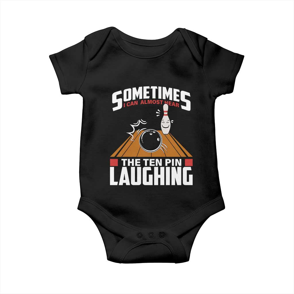 Funny Bowling Baby Onesie Hear The Ten Pin Laughing Bowler TS02 Black Print Your Wear