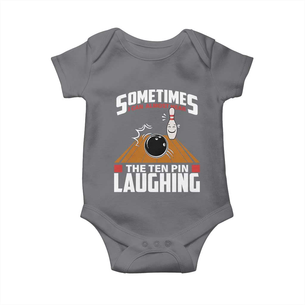 Funny Bowling Baby Onesie Hear The Ten Pin Laughing Bowler TS02 Charcoal Print Your Wear