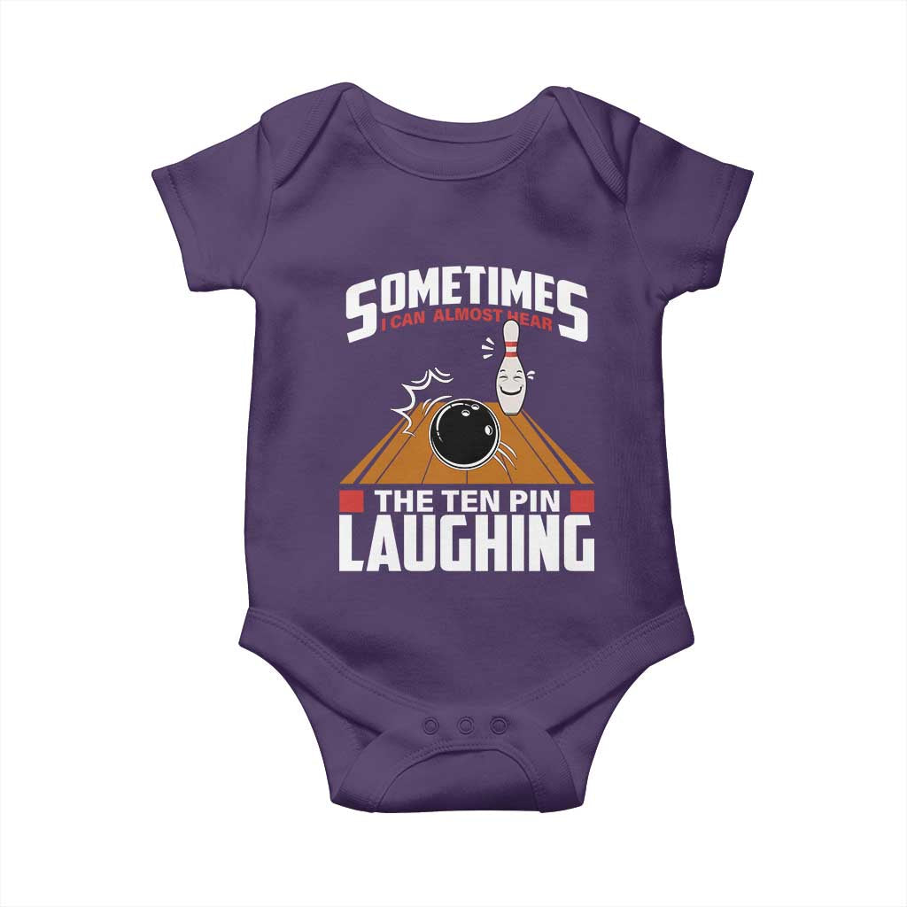 Funny Bowling Baby Onesie Hear The Ten Pin Laughing Bowler TS02 Purple Print Your Wear