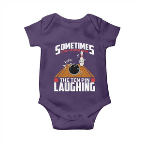 Funny Bowling Baby Onesie Hear The Ten Pin Laughing Bowler TS02 Purple Print Your Wear