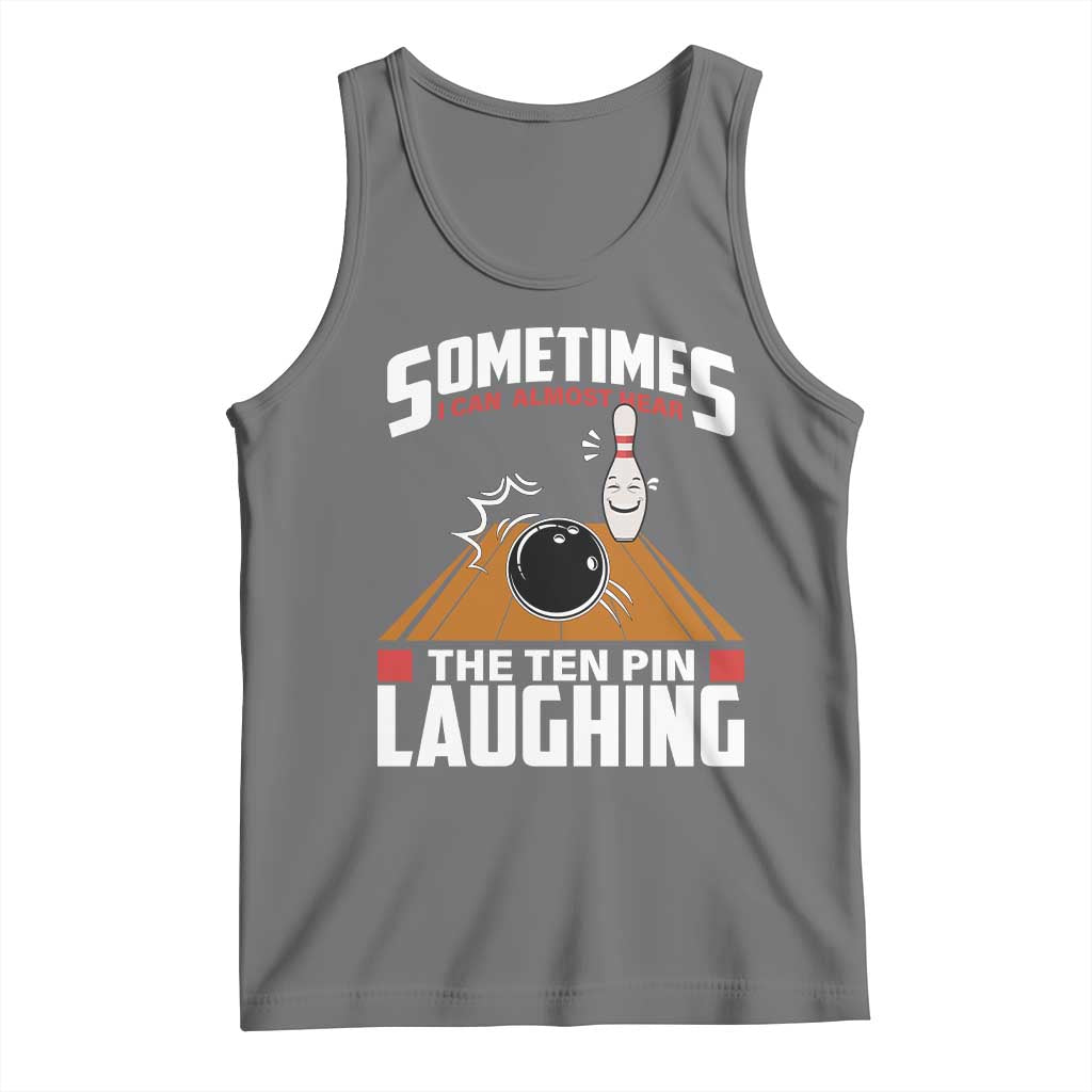 Funny Bowling Tank Top Hear The Ten Pin Laughing Bowler TS02 Black Heather Print Your Wear