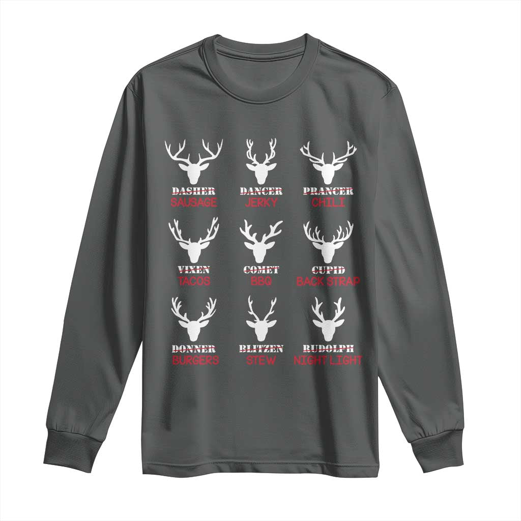 Funny Deer Hunting Long Sleeve Shirt Hunter of All Santa's Reindeer TS02 Dark Heather Print Your Wear