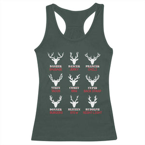 Funny Deer Hunting Racerback Tank Top Hunter of All Santa's Reindeer TS02 Dark Forest Green Print Your Wear
