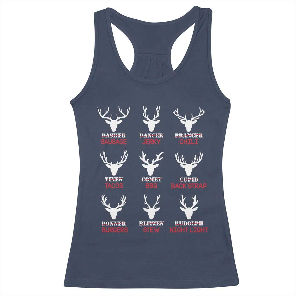 Funny Deer Hunting Racerback Tank Top Hunter of All Santa's Reindeer TS02 Navy Print Your Wear