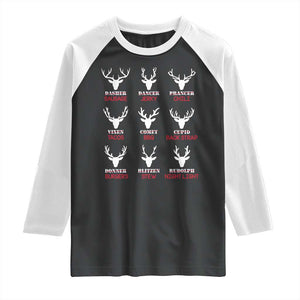 Funny Deer Hunting Raglan Shirt Hunter of All Santa's Reindeer TS02 Black White Print Your Wear