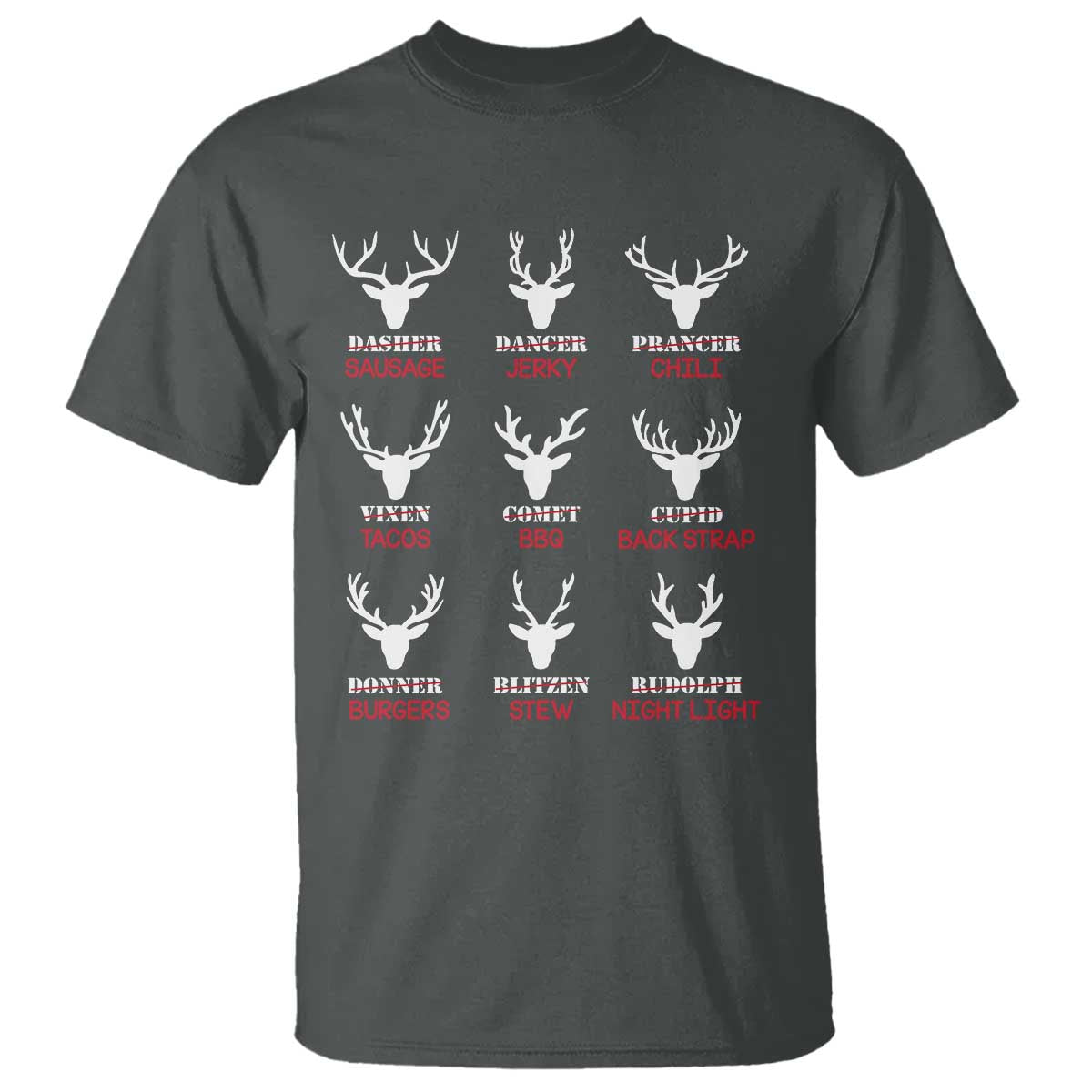 Funny Deer Hunting T Shirt Hunter of All Santa's Reindeer TS02 Dark Heather Print Your Wear