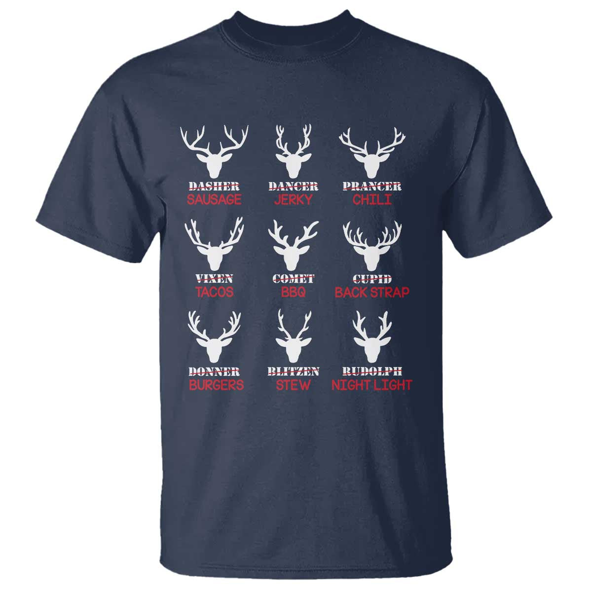 Funny Deer Hunting T Shirt Hunter of All Santa's Reindeer TS02 Navy Print Your Wear