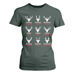 Funny Deer Hunting T Shirt For Women Hunter of All Santa's Reindeer TS02 Dark Forest Green Print Your Wear