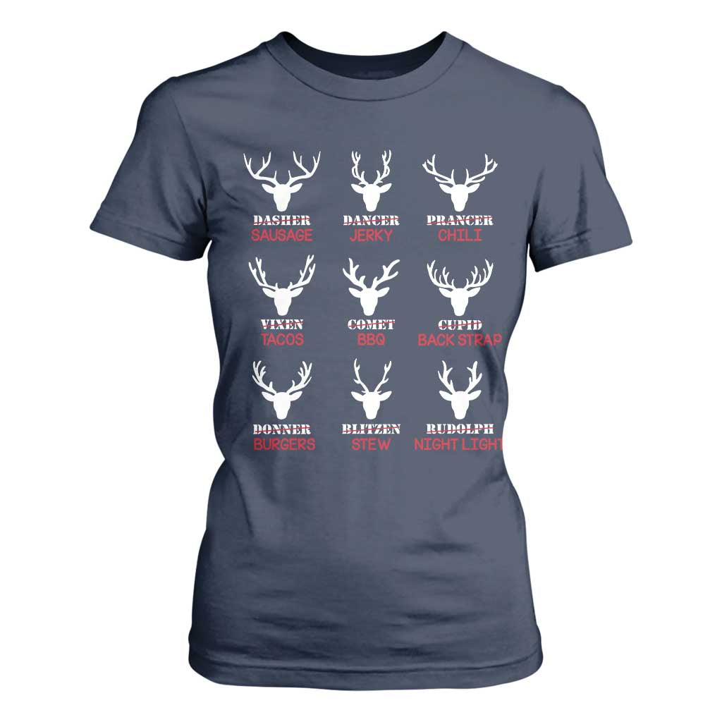 Funny Deer Hunting T Shirt For Women Hunter of All Santa's Reindeer TS02 Navy Print Your Wear