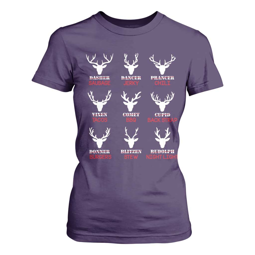 Funny Deer Hunting T Shirt For Women Hunter of All Santa's Reindeer TS02 Purple Print Your Wear