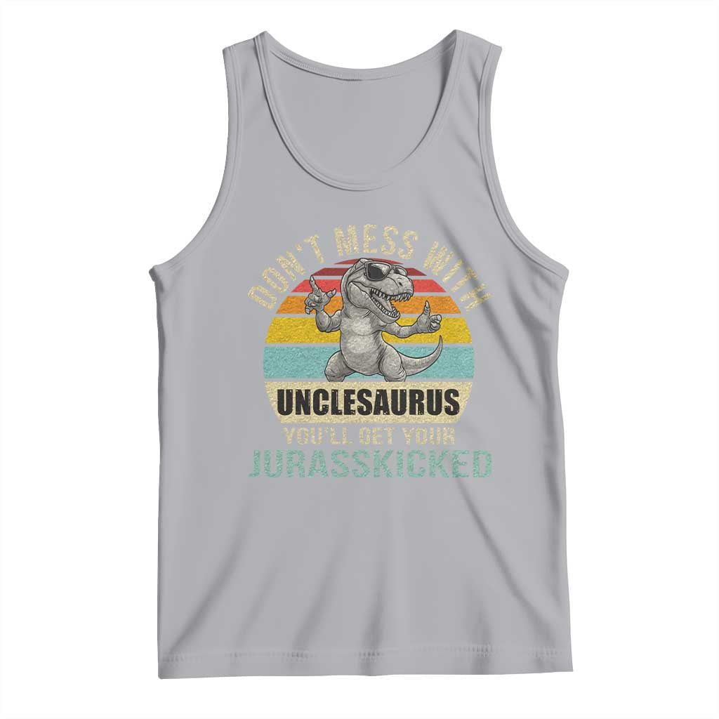 Funny Uncle Dinosaur Tank Top Don't Mess With Unclesaurus You'll Get Jurasskicked TS02 Athletic Heather Print Your Wear
