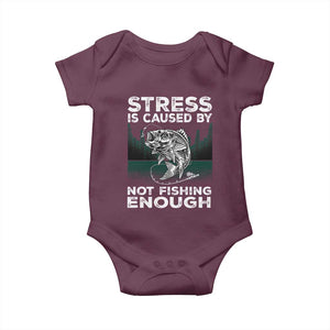 Funny Fishing Baby Onesie Stress Is Caused By Not Fishing Enough Bass Fly Lovers Fisherman TS02 Maroon Print Your Wear