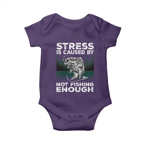 Funny Fishing Baby Onesie Stress Is Caused By Not Fishing Enough Bass Fly Lovers Fisherman TS02 Purple Print Your Wear