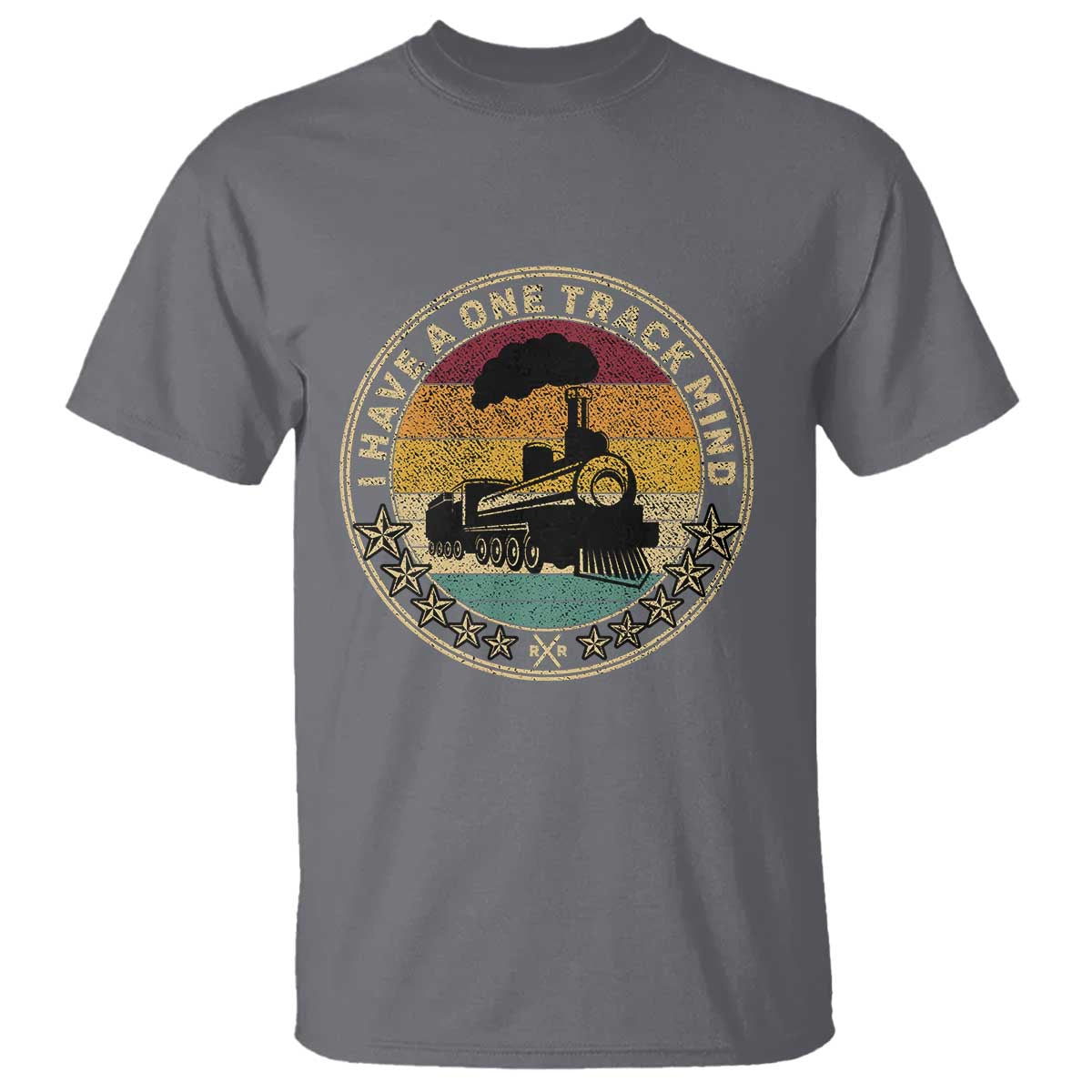 Funny I Have A One Track Mind T Shirt Train Railroad Retro Engine Model TS02 Charcoal Print Your Wear