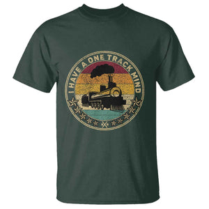 Funny I Have A One Track Mind T Shirt Train Railroad Retro Engine Model TS02 Dark Forest Green Print Your Wear