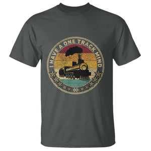 Funny I Have A One Track Mind T Shirt Train Railroad Retro Engine Model TS02 Dark Heather Print Your Wear