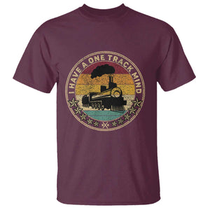 Funny I Have A One Track Mind T Shirt Train Railroad Retro Engine Model TS02 Maroon Print Your Wear