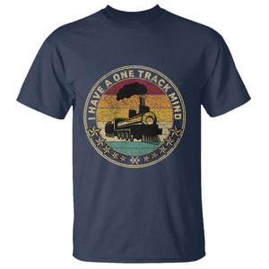 Funny I Have A One Track Mind T Shirt Train Railroad Retro Engine Model TS02 Navy Print Your Wear