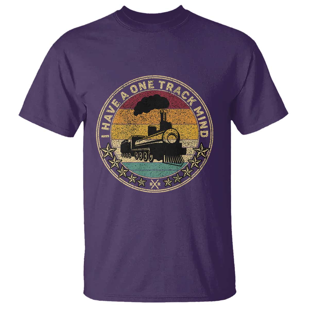 Funny I Have A One Track Mind T Shirt Train Railroad Retro Engine Model TS02 Purple Print Your Wear