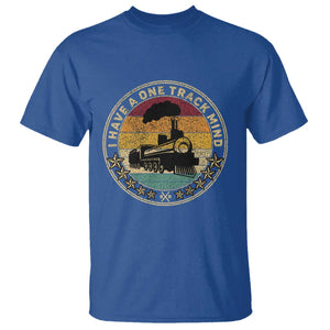 Funny I Have A One Track Mind T Shirt Train Railroad Retro Engine Model TS02 Royal Blue Print Your Wear