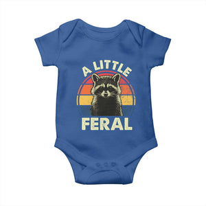 Funny Raccoon Baby Onesie A Little Feral Trash Panda Meme Retro TS02 Royal Blue Print Your Wear