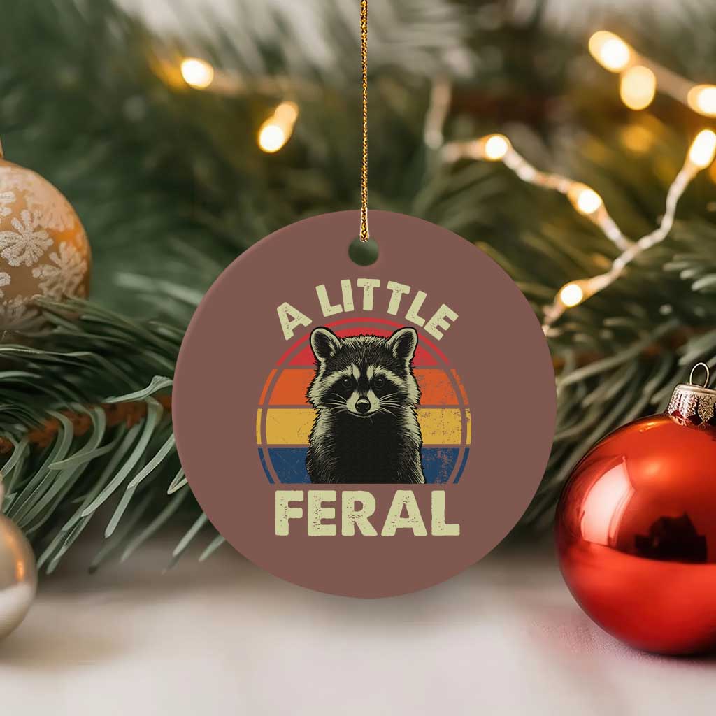 Funny Raccoon Ceramic Ornament A Little Feral Trash Panda Meme Retro TS02 1pc Mocha Print Your Wear