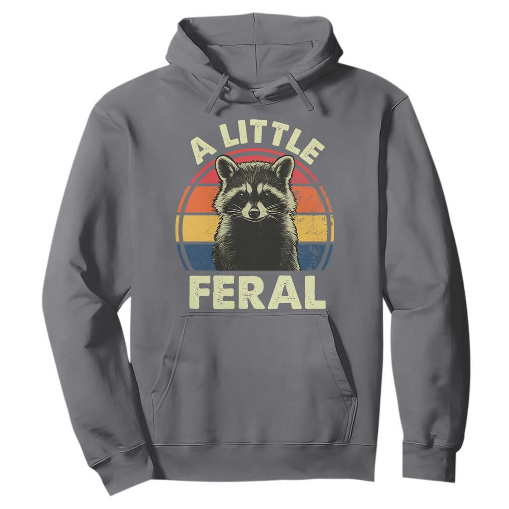 Funny Raccoon Hoodie A Little Feral Trash Panda Meme Retro TS02 Charcoal Print Your Wear