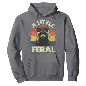 Funny Raccoon Hoodie A Little Feral Trash Panda Meme Retro TS02 Charcoal Print Your Wear