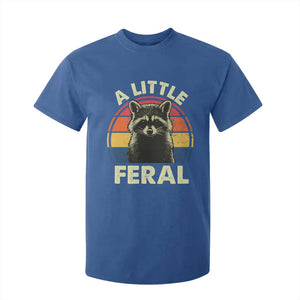 Funny Raccoon T Shirt For Kid A Little Feral Trash Panda Meme Retro TS02 Royal Blue Print Your Wear