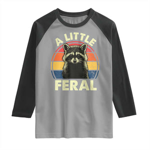 Funny Raccoon Raglan Shirt A Little Feral Trash Panda Meme Retro TS02 Sport Gray Black Print Your Wear