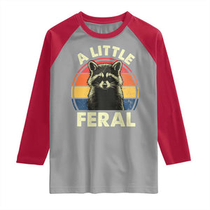 Funny Raccoon Raglan Shirt A Little Feral Trash Panda Meme Retro TS02 Sport Gray Red Print Your Wear