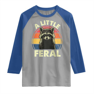 Funny Raccoon Raglan Shirt A Little Feral Trash Panda Meme Retro TS02 Sport Gray Royal Print Your Wear