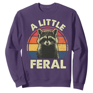 Funny Raccoon Sweatshirt A Little Feral Trash Panda Meme Retro TS02 Purple Print Your Wear