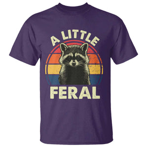 Funny Raccoon T Shirt A Little Feral Trash Panda Meme Retro TS02 Purple Print Your Wear