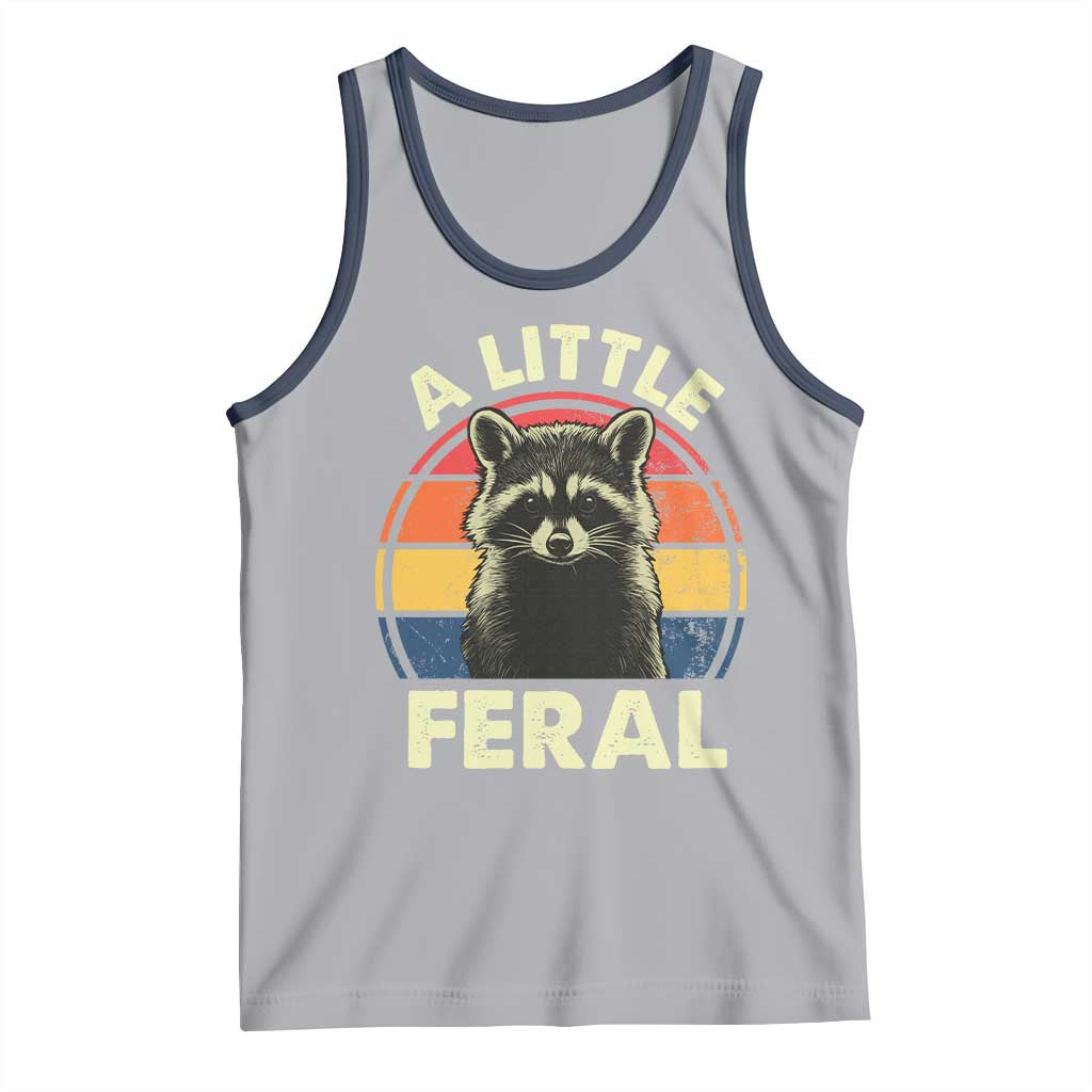 Funny Raccoon Tank Top A Little Feral Trash Panda Meme Retro TS02 Athletic Heather Navy Print Your Wear