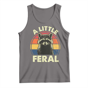 Funny Raccoon Tank Top A Little Feral Trash Panda Meme Retro TS02 Deep Heather Print Your Wear