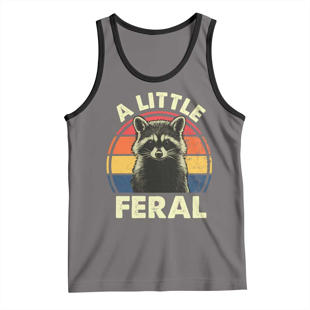 Funny Raccoon Tank Top A Little Feral Trash Panda Meme Retro TS02 Deep Heather Black Print Your Wear