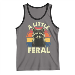 Funny Raccoon Tank Top A Little Feral Trash Panda Meme Retro TS02 Deep Heather Black Print Your Wear
