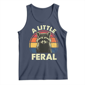 Funny Raccoon Tank Top A Little Feral Trash Panda Meme Retro TS02 Navy Print Your Wear