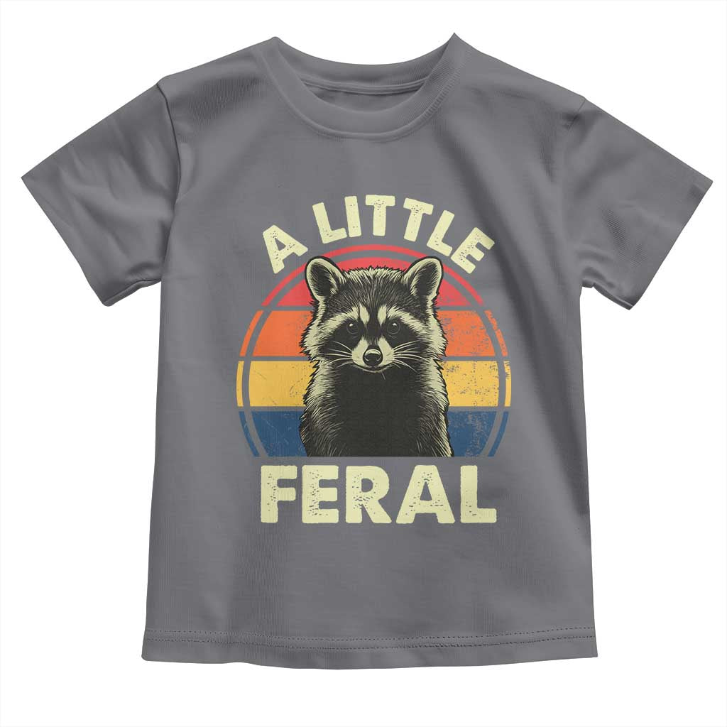 Funny Raccoon Toddler T Shirt A Little Feral Trash Panda Meme Retro TS02 Charcoal Print Your Wear