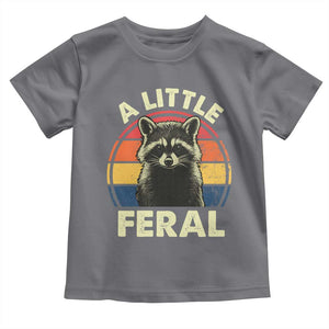 Funny Raccoon Toddler T Shirt A Little Feral Trash Panda Meme Retro TS02 Charcoal Print Your Wear